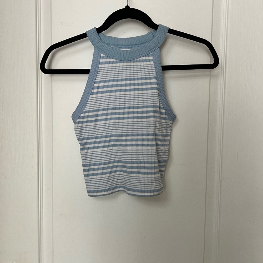 American Eagle Outfitters Blue and White Striped Tank Top